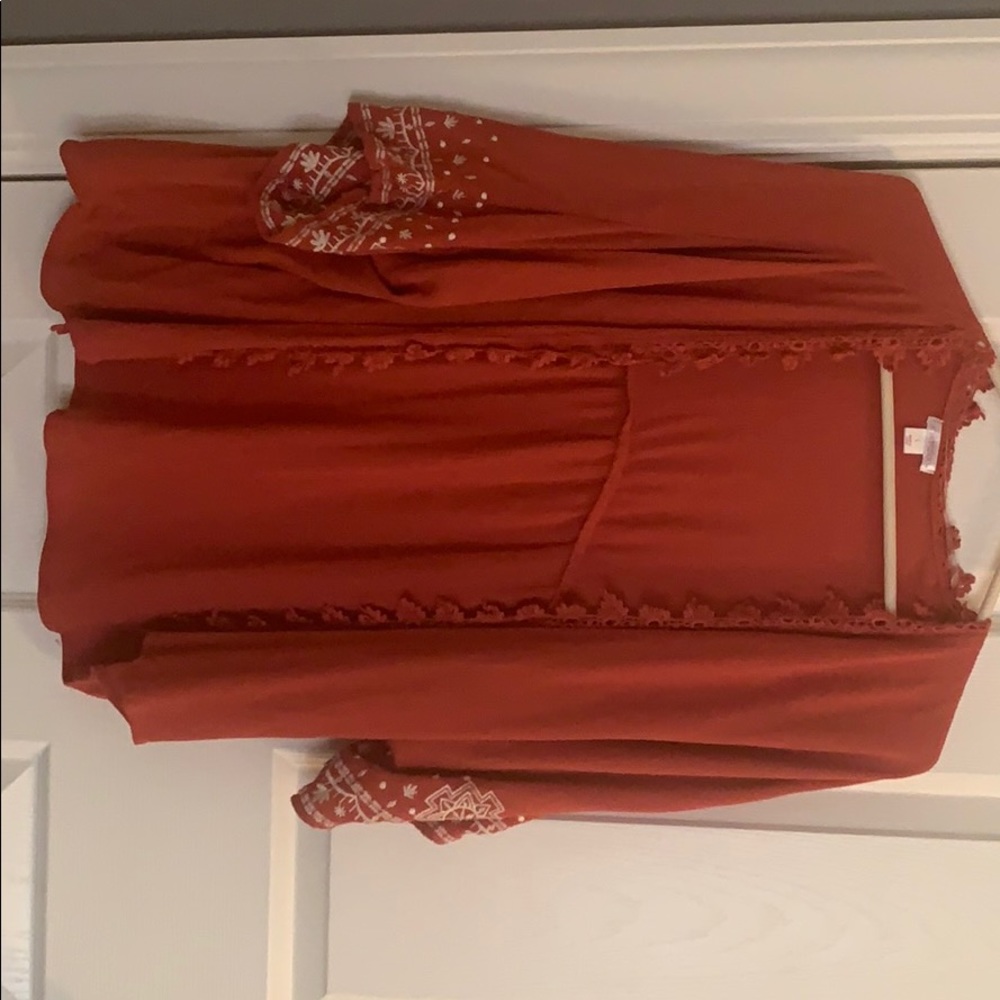 Orange short sleeve cardigan